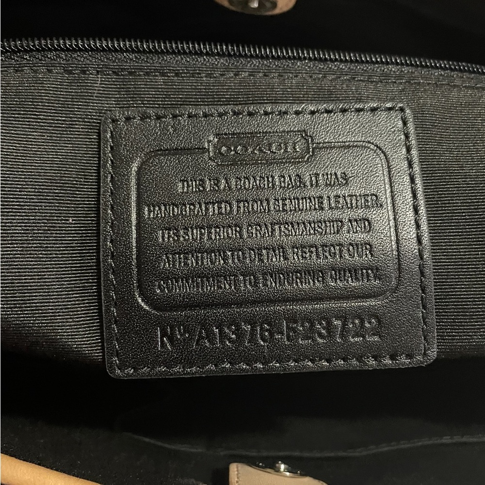 Coach Black and Tan Signature Tote with Leather Trim - Picture 10 of 10